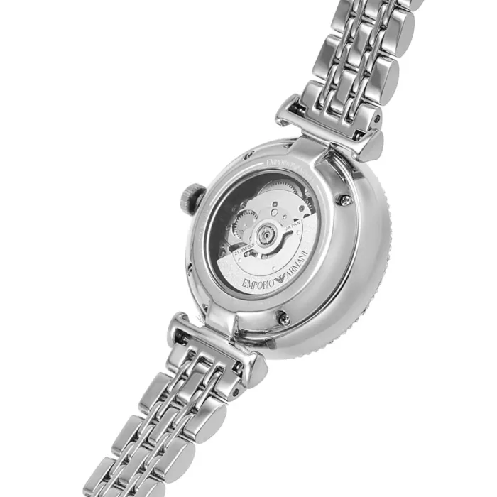 Emporio Armani Gianni T-Bar Automatic Silver Dial Silver Steel Strap Watch For Women - AR60022 - Image 2